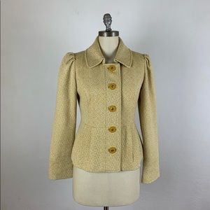 Anthropologie Tabitha Yellow Button Coat
